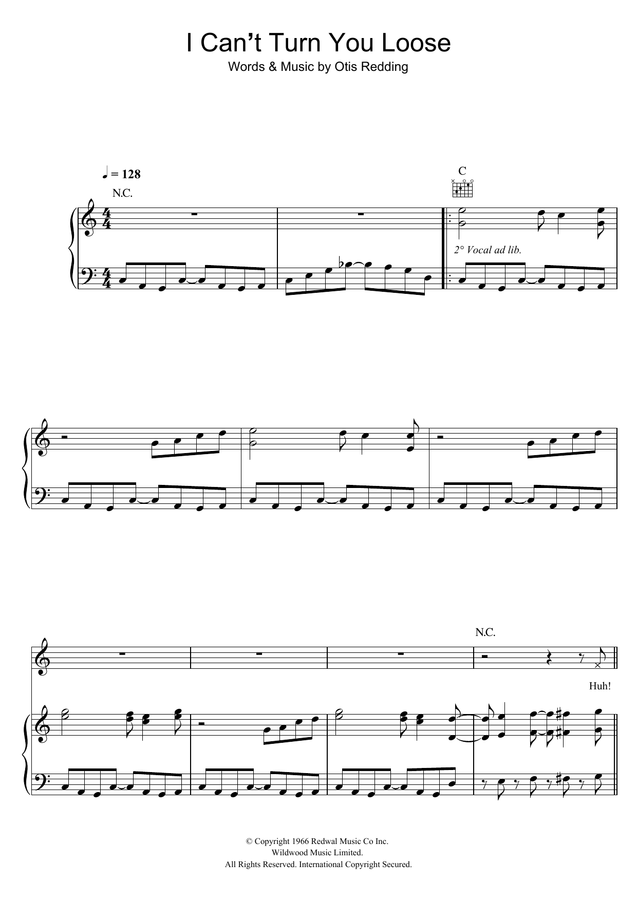 Otis Redding I Can't Turn You Loose sheet music notes and chords. Download Printable PDF.