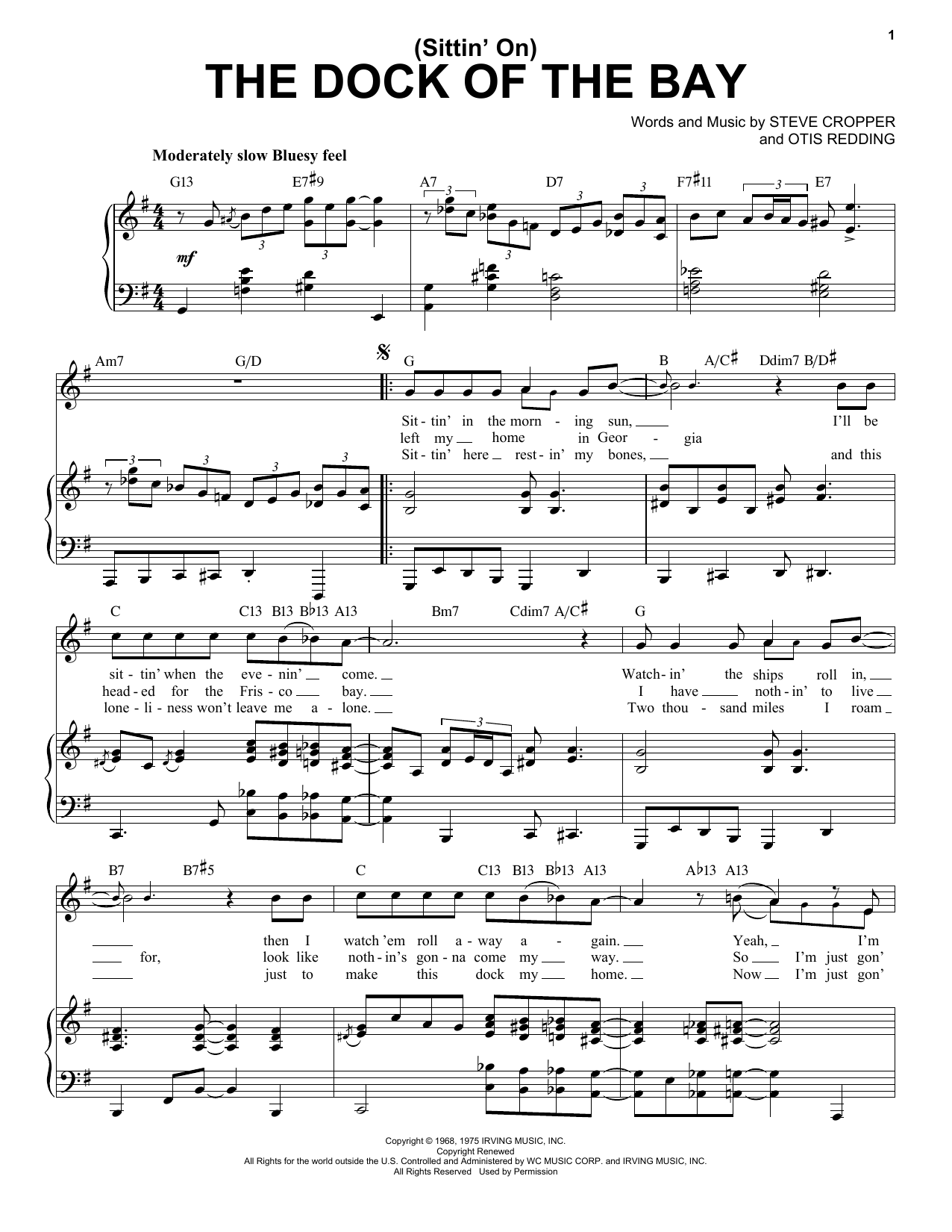 Otis Redding (Sittin' On) The Dock Of The Bay [Jazz version] (arr. Brent Edstrom) sheet music notes and chords. Download Printable PDF.