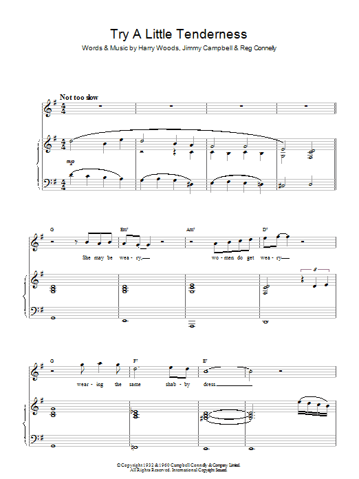 Otis Redding Try A Little Tenderness sheet music notes and chords. Download Printable PDF.