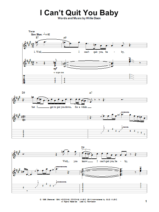 Otis Rush I Can't Quit You Baby sheet music notes and chords. Download Printable PDF.