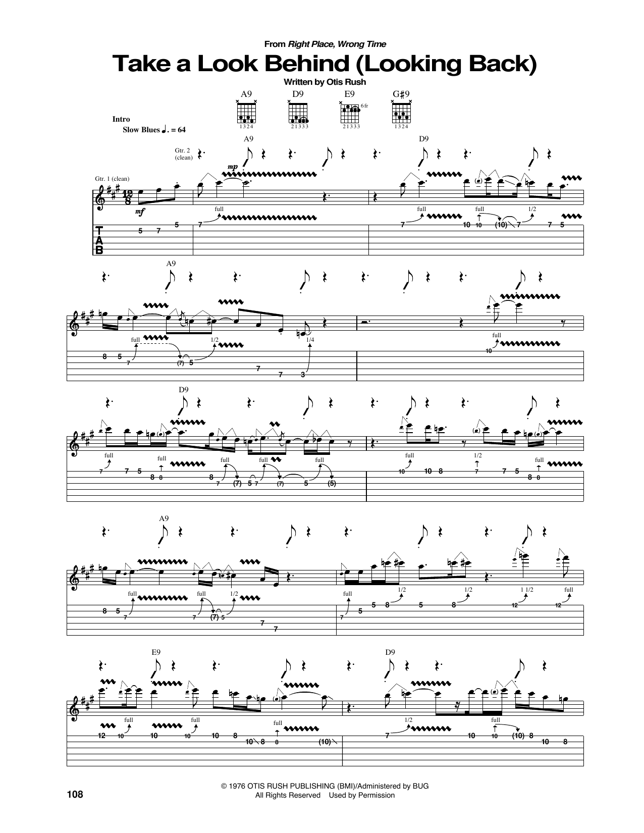 Learn to play Otis Rush Take A Look Behind (Looking Back) sheet music for Guitar Tab in minutes. Price: 7.8900$ Otis Rush Take A Look Behind (Looking Back) sheet music notes and chords arranged for Guitar Tab