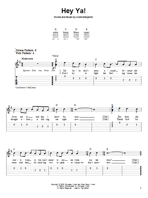 OutKast Hey Ya! sheet music notes and chords. Download Printable PDF.