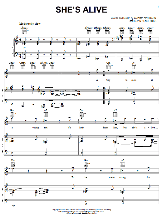 Learn to play OutKast She's Alive sheet music for Piano, Vocal & Guitar Chords (Right-Hand Melody) in minutes. Price: 7.8900$ OutKast She's Alive sheet music notes and chords arranged for Piano, Vocal & Guitar Chords (Right-Hand Melody)