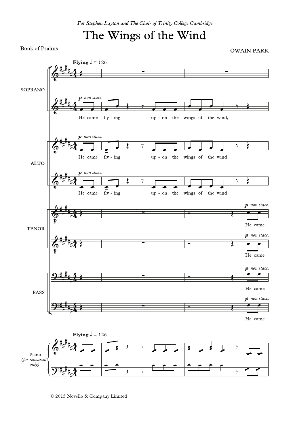 Learn to play Owain Park The Wings Of The Wind sheet music for SATB Choir in minutes. Price: 6.4900$ Owain Park The Wings Of The Wind sheet music notes and chords arranged for SATB Choir