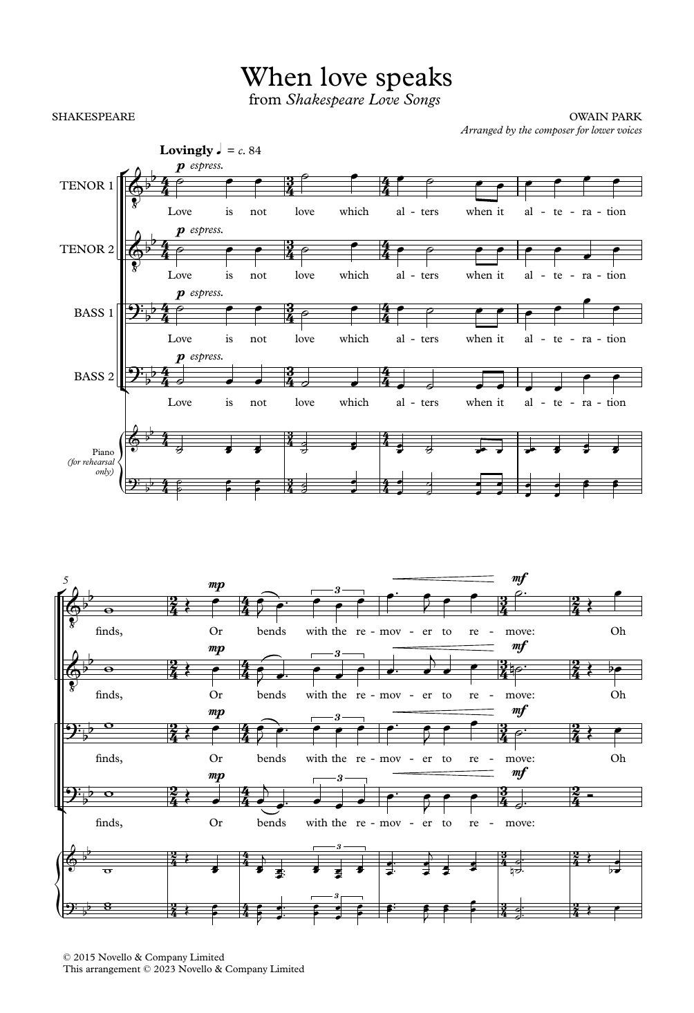 Owain Park When Love Speaks sheet music notes and chords. Download Printable PDF.