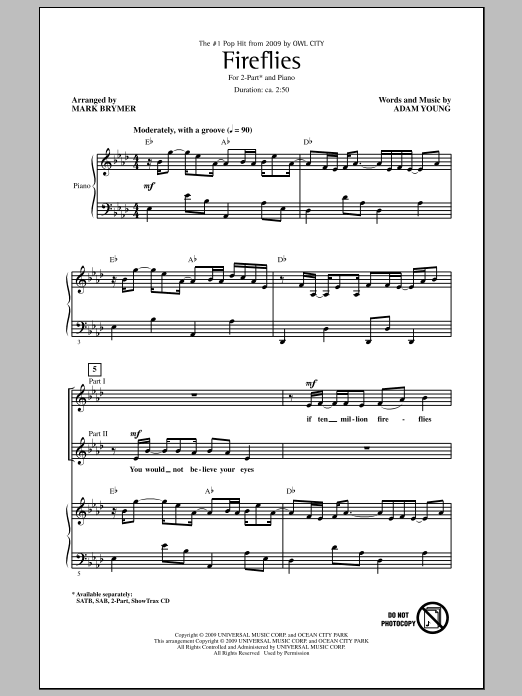 Mark Brymer Fireflies sheet music notes and chords. Download Printable PDF.