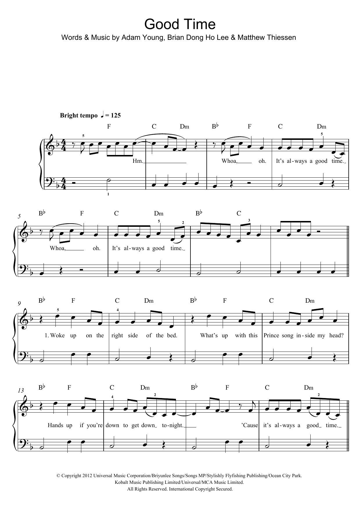 Learn to play Owl City Good Time (feat. Carly Rae Jepsen) sheet music for Easy Piano in minutes. Price: 6.9900$ Owl City Good Time (feat. Carly Rae Jepsen) sheet music notes and chords arranged for Easy Piano