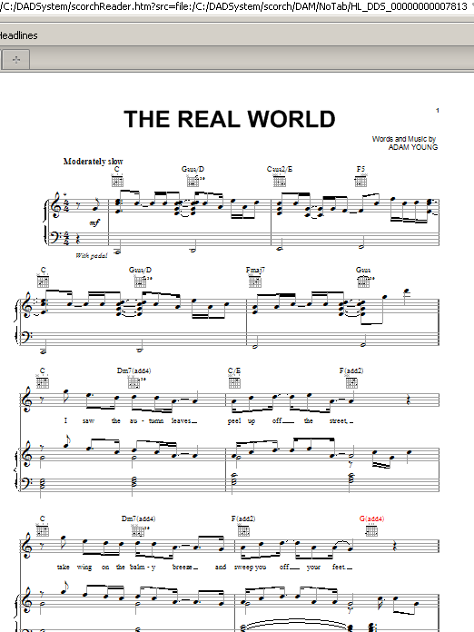Owl City The Real World sheet music notes and chords arranged for Piano, Vocal & Guitar Chords (Right-Hand Melody)