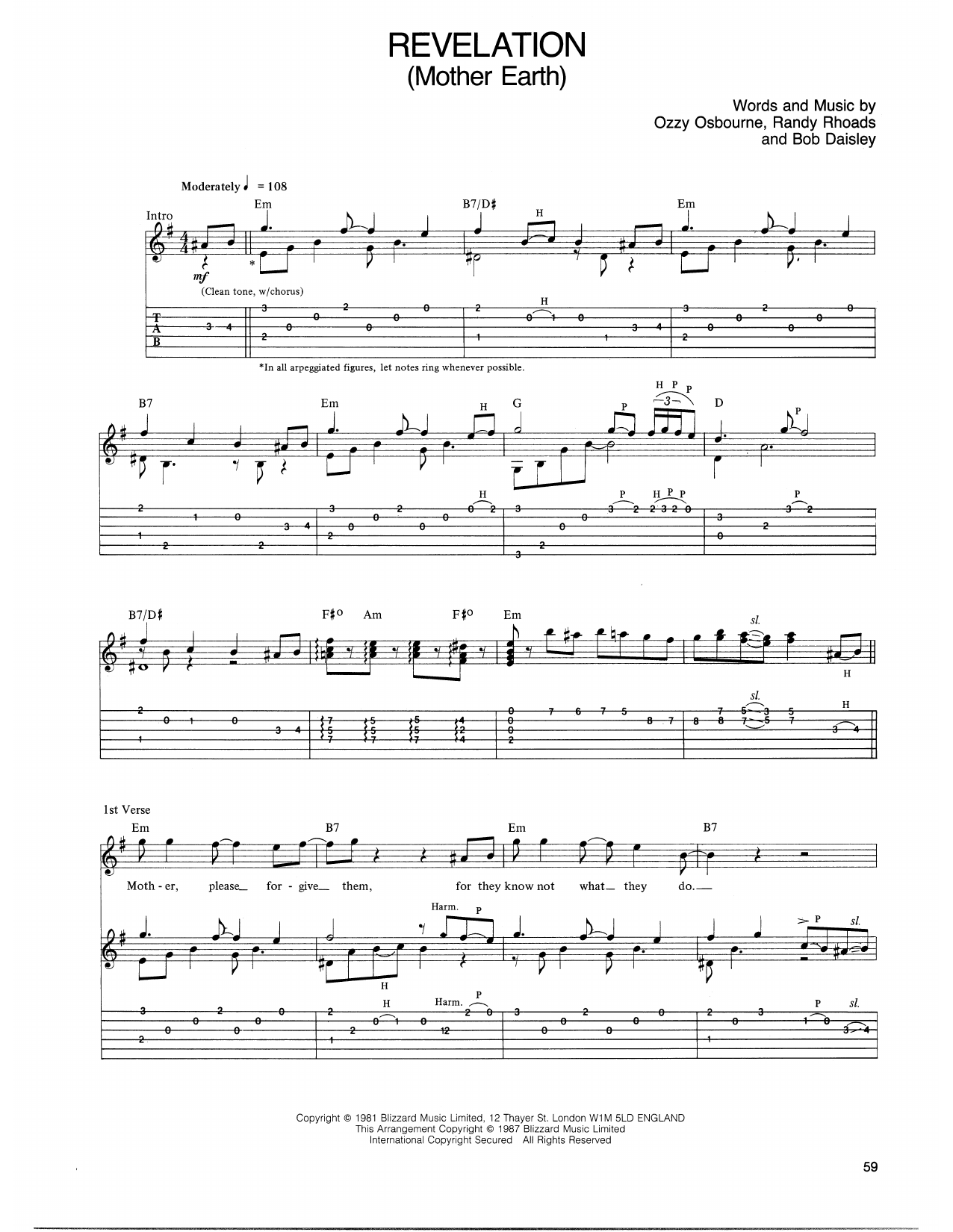 Learn to play Ozzy Osbourne Revelation sheet music for Guitar Tab in minutes. Price: 7.8900$ Ozzy Osbourne Revelation sheet music notes and chords arranged for Guitar Tab