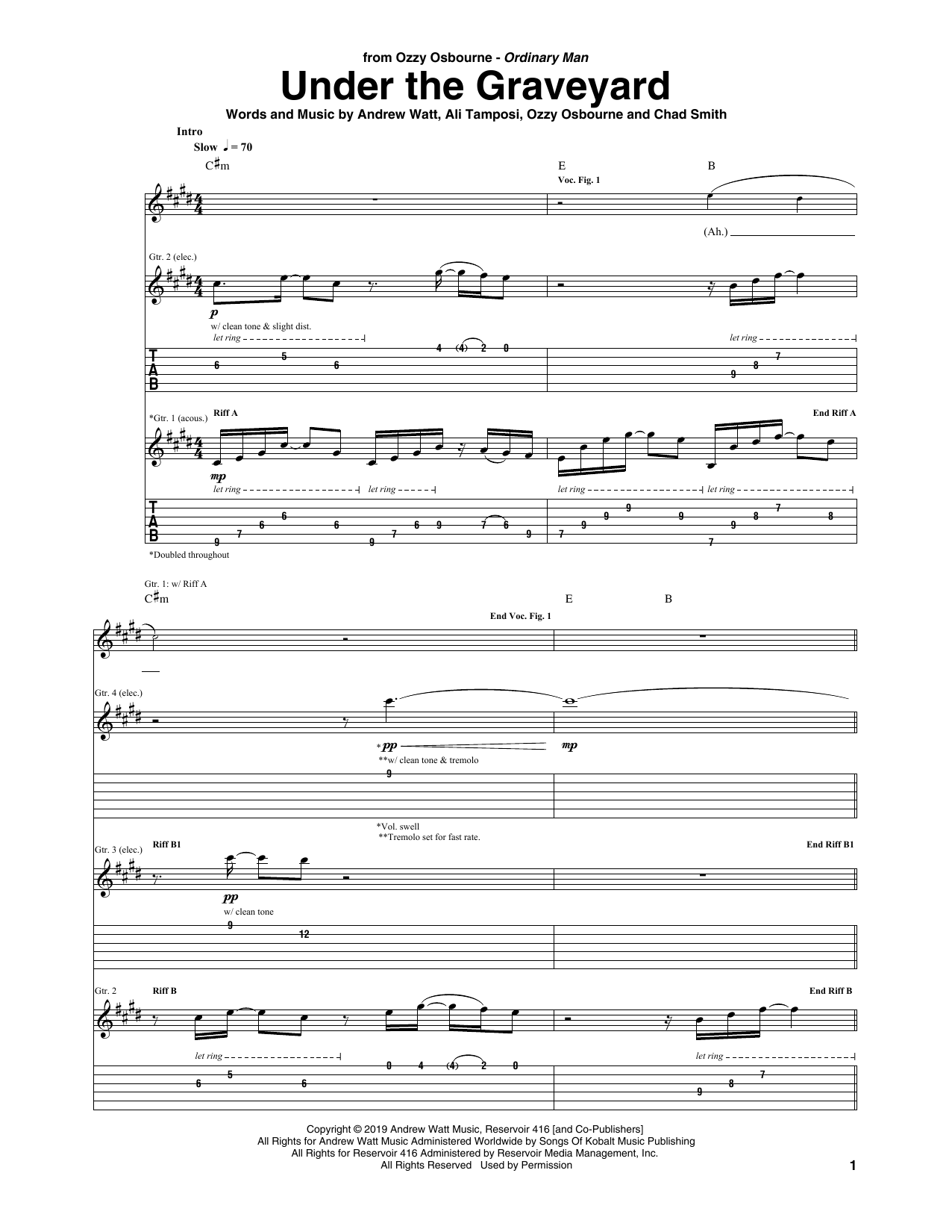 Learn to play Ozzy Osbourne Under The Graveyard sheet music for Guitar Tab in minutes. Price: 7.8900$ Ozzy Osbourne Under The Graveyard sheet music notes and chords arranged for Guitar Tab