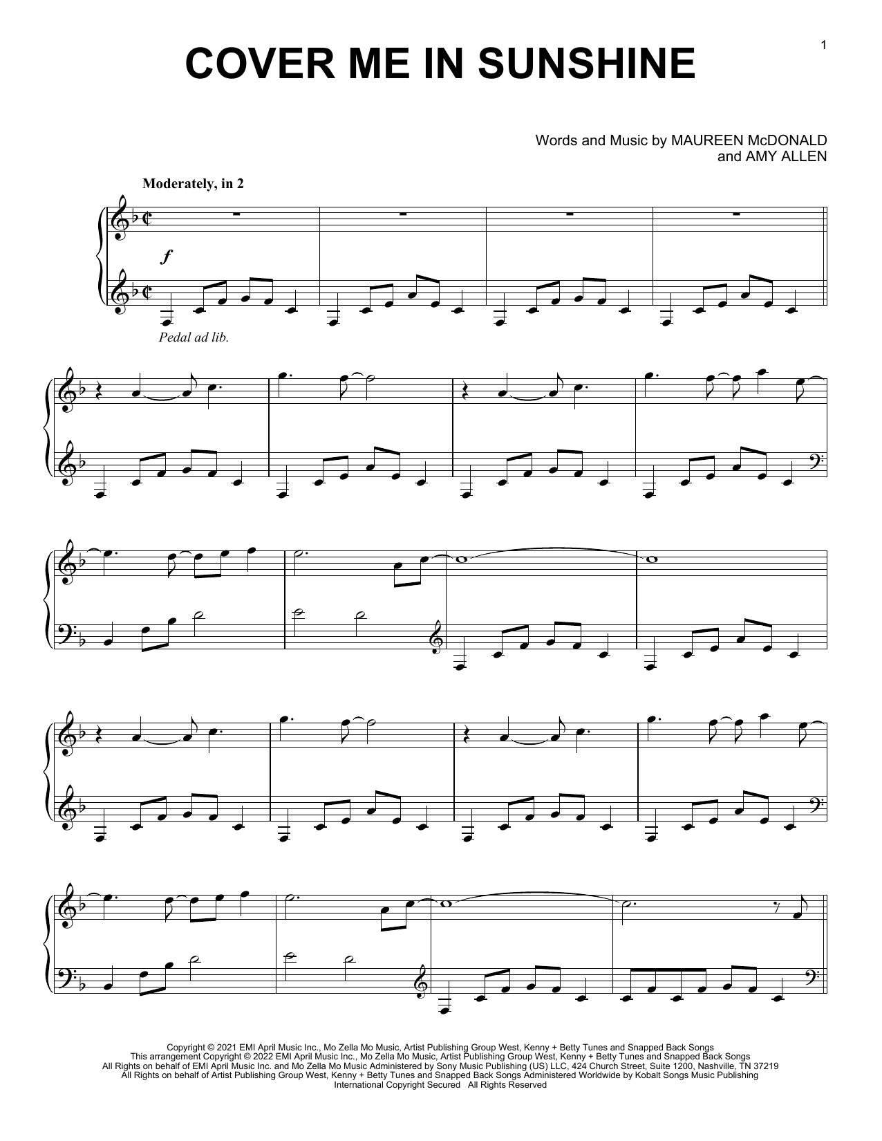 P!nk and Willow Sage Hart Cover Me In Sunshine sheet music notes and chords. Download Printable PDF.