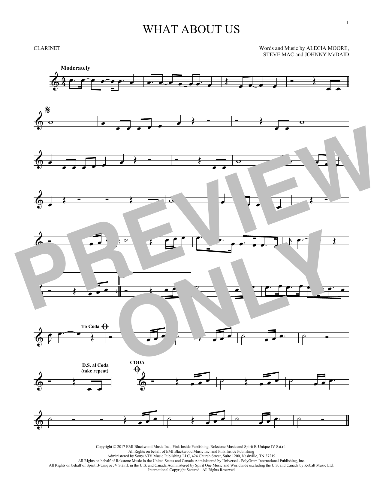 P!nk What About Us sheet music notes and chords arranged for Oboe Solo