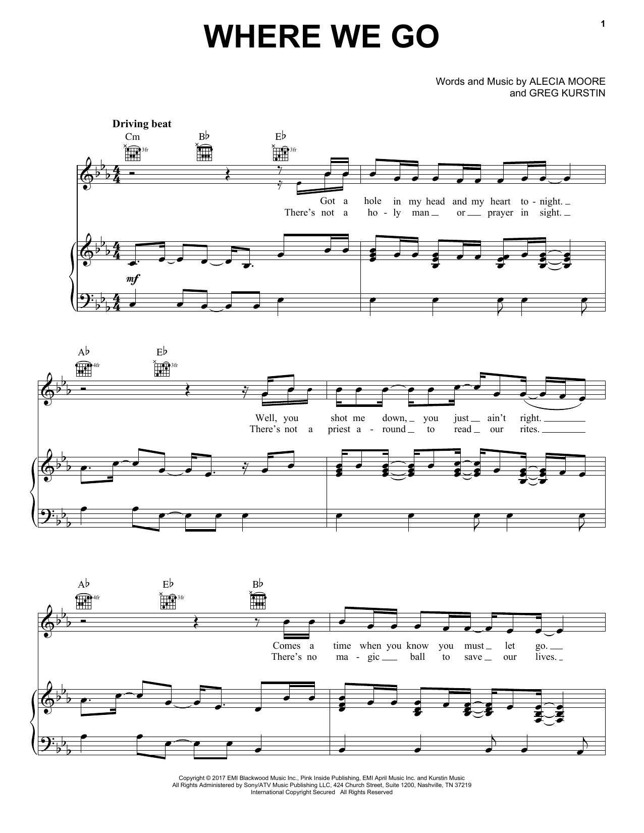 Learn to play Pink Where We Go sheet music for Piano, Vocal & Guitar Chords (Right-Hand Melody) in minutes. Price: 7.8900$ Pink Where We Go sheet music notes and chords arranged for Piano, Vocal & Guitar Chords (Right-Hand Melody)