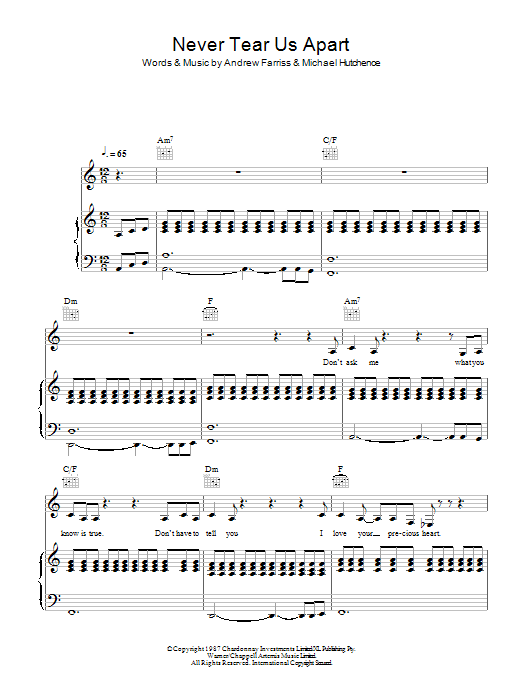 Paloma Faith Never Tear Us Apart sheet music notes and chords. Download Printable PDF.