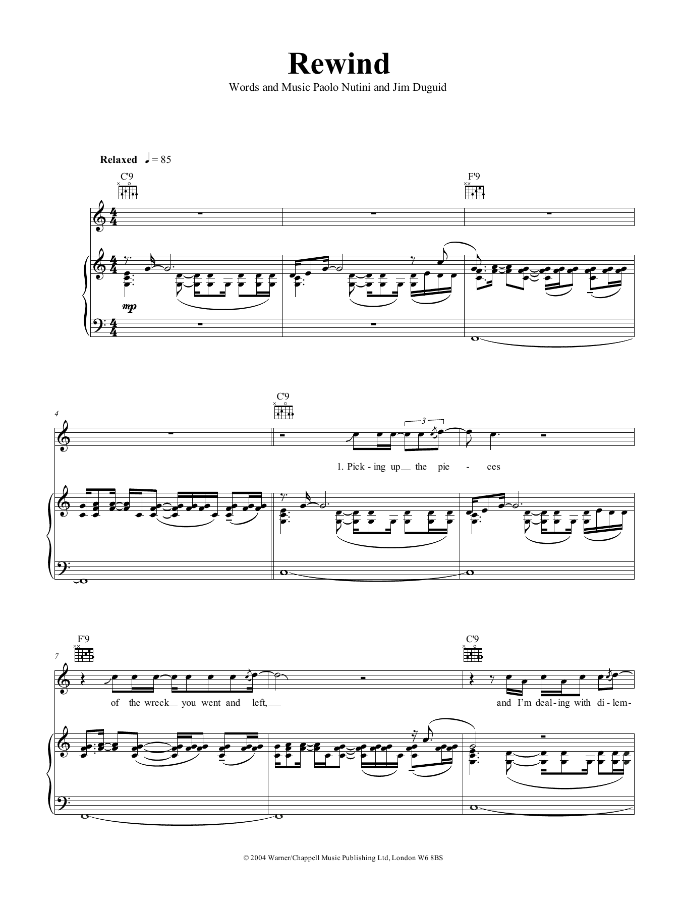 Learn to play Paolo Nutini Rewind sheet music for Piano, Vocal & Guitar Chords (Right-Hand Melody) in minutes. Price: 6.9900$ Paolo Nutini Rewind sheet music notes and chords arranged for Piano, Vocal & Guitar Chords (Right-Hand Melody)
