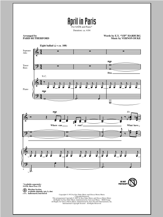 Count Basie April In Paris (arr. Paris Rutherford) sheet music notes and chords. Download Printable PDF.