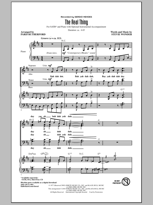 Learn to play Paris Rutherford The Real Thing sheet music for SATB Choir in minutes. Price: 3.9900$ Paris Rutherford The Real Thing sheet music notes and chords arranged for SATB Choir