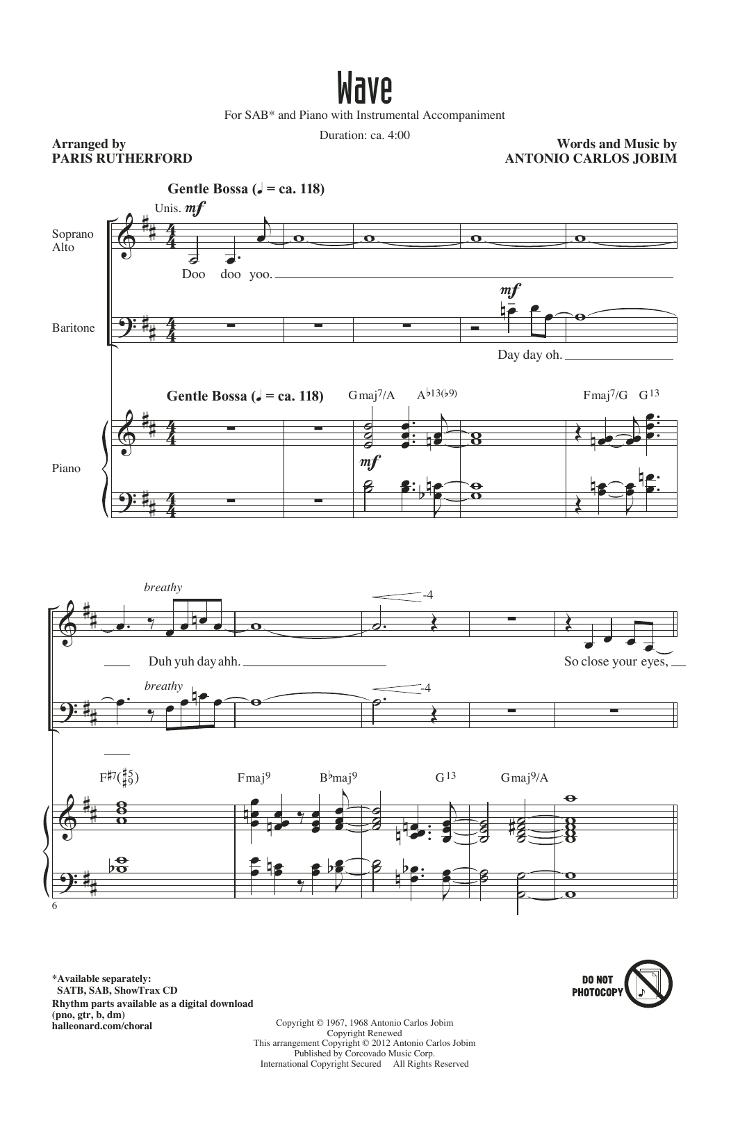 Paris Rutherford Wave sheet music notes and chords. Download Printable PDF.