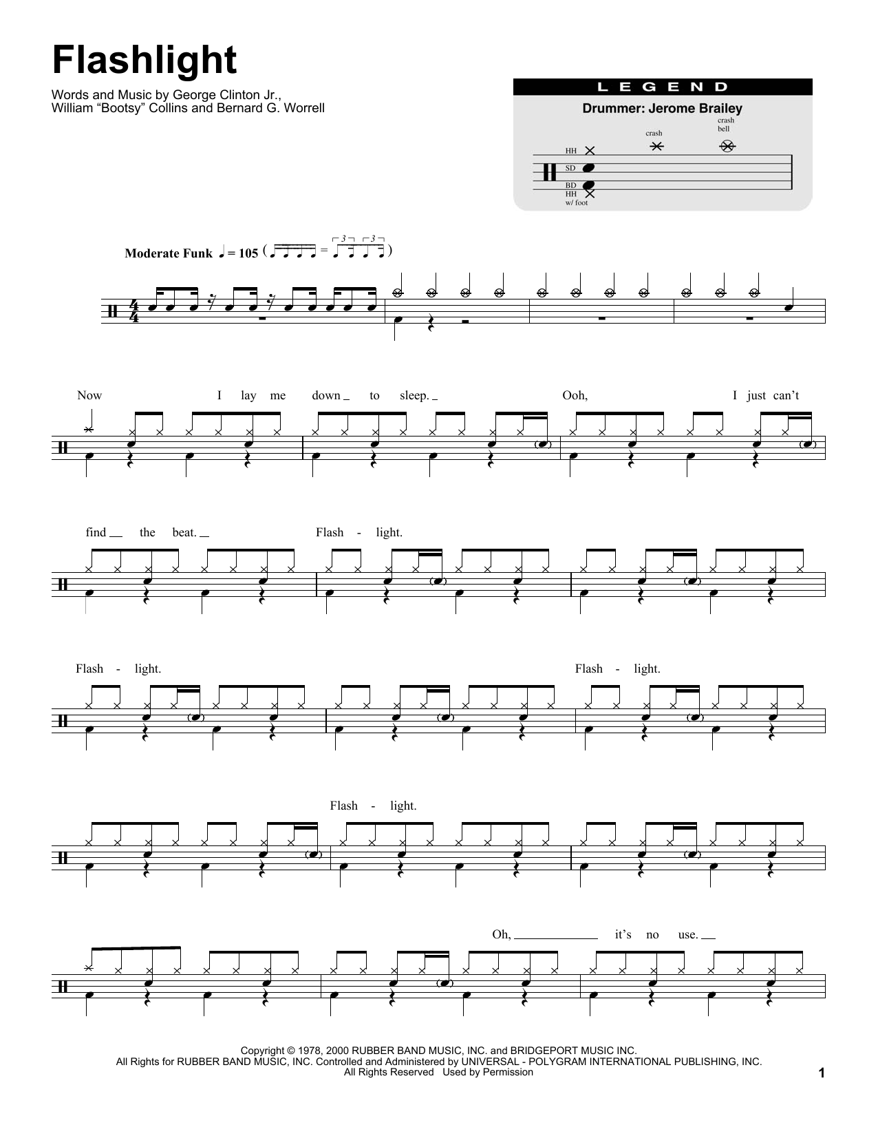 Parliament Flashlight sheet music notes and chords. Download Printable PDF.