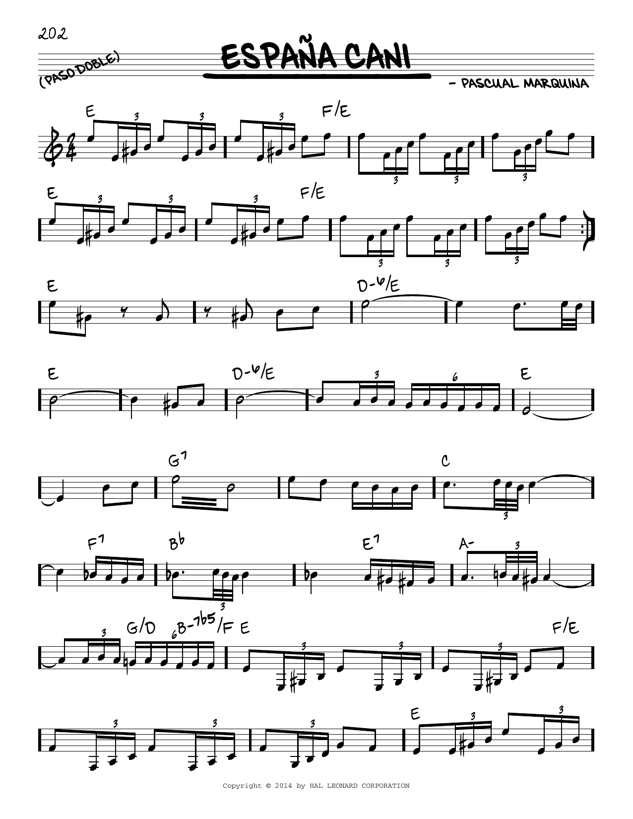 Pascual Marquina Espana Cani sheet music notes and chords. Download Printable PDF.