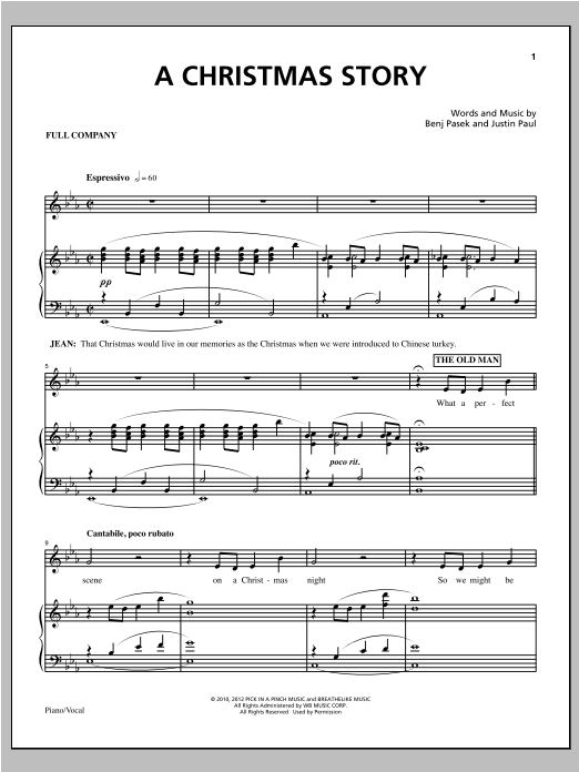 Pasek & Paul A Christmas Story sheet music notes and chords arranged for Piano & Vocal