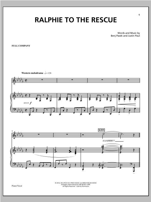 Pasek & Paul Ralphie To The Rescue sheet music notes and chords arranged for Piano & Vocal