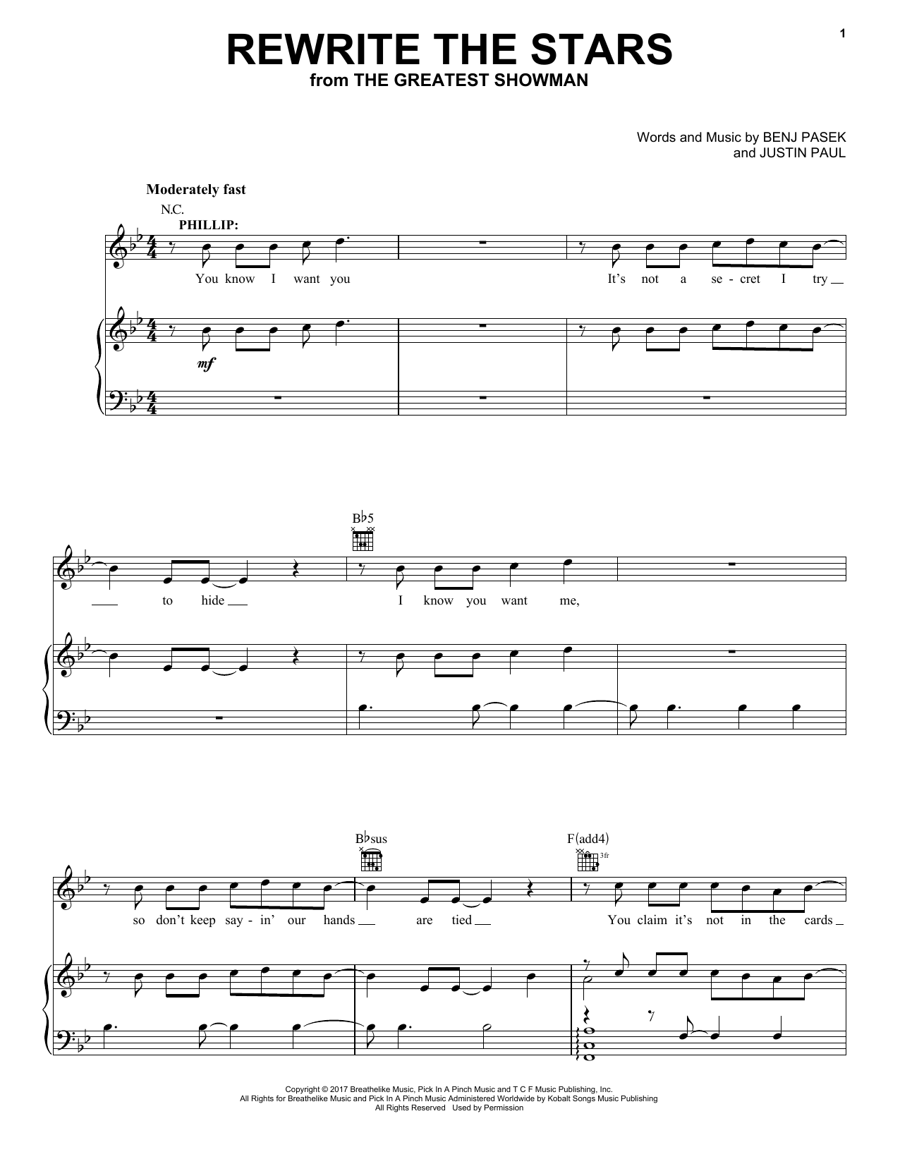 Pasek & Paul Rewrite The Stars (from The Greatest Showman) sheet music notes and chords arranged for Oboe Solo