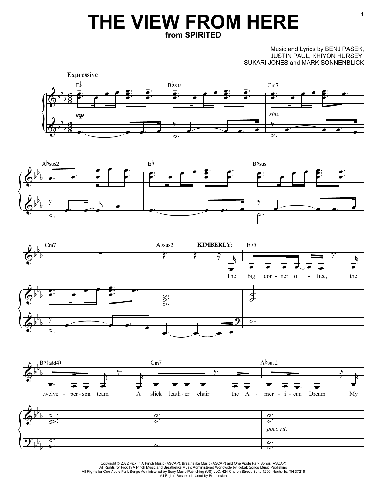 Pasek & Paul The View From Here (from Spirited) sheet music notes and chords. Download Printable PDF.