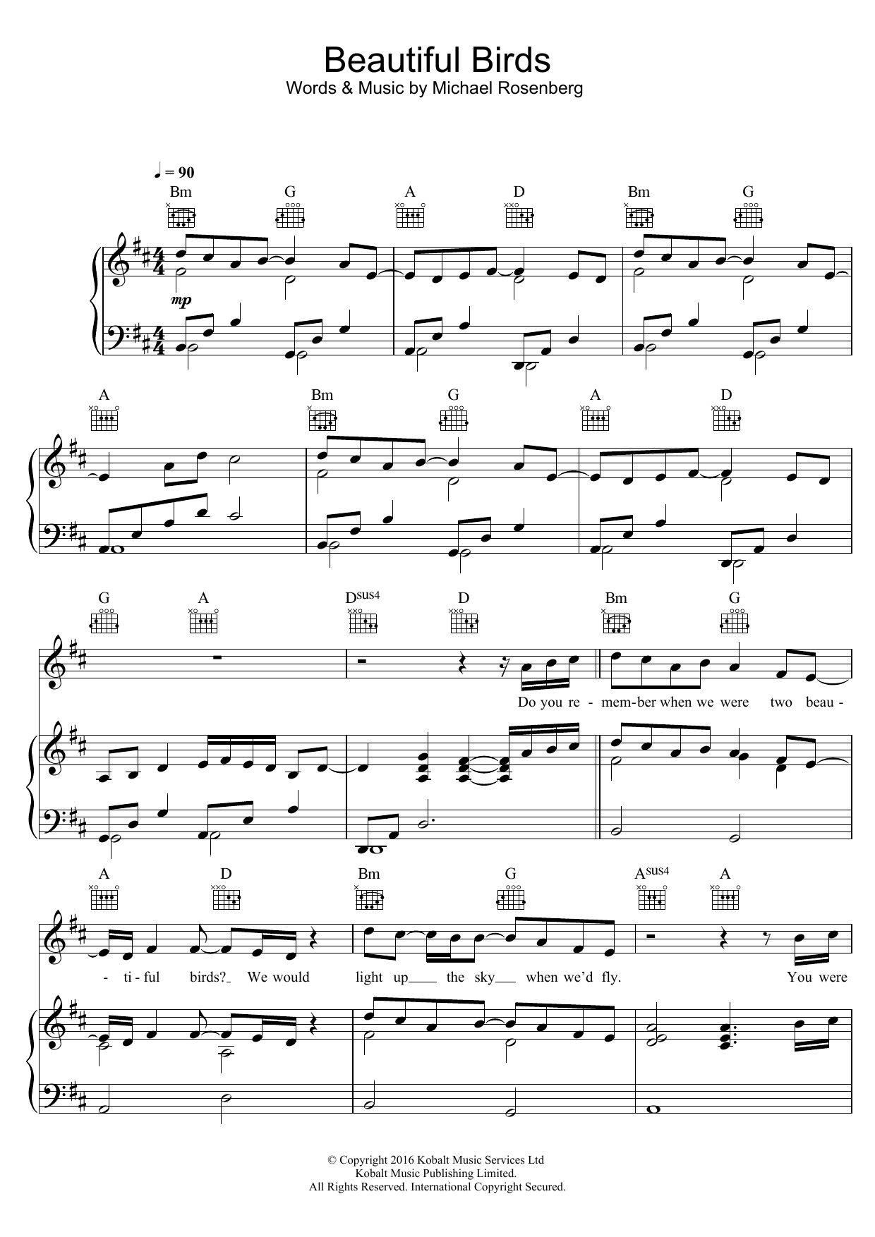 Learn to play Passenger & Birdy Beautiful Birds sheet music for Piano, Vocal & Guitar Chords in minutes. Price: 7.8900$ Passenger & Birdy Beautiful Birds sheet music notes and chords arranged for Piano, Vocal & Guitar Chords