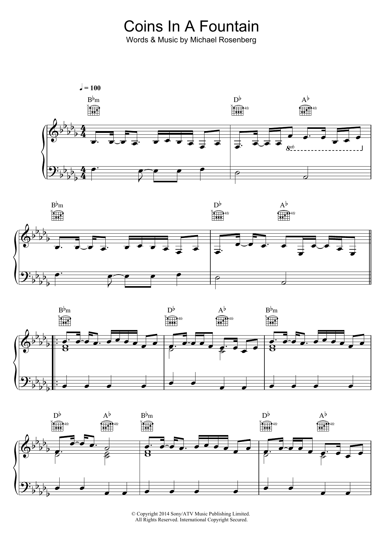 Learn to play Passenger Coins In A Fountain sheet music for Piano, Vocal & Guitar Chords in minutes. Price: 7.8900$ Passenger Coins In A Fountain sheet music notes and chords arranged for Piano, Vocal & Guitar Chords