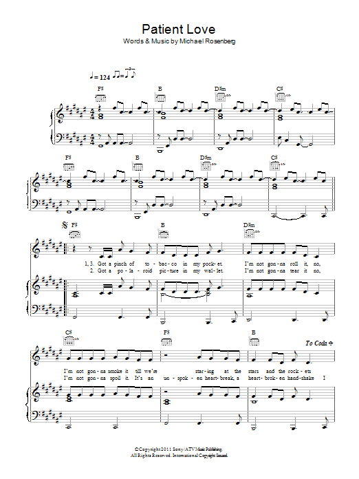 Learn to play Passenger Patient Love sheet music for Piano, Vocal & Guitar Chords in minutes. Price: 7.8900$ Passenger Patient Love sheet music notes and chords arranged for Piano, Vocal & Guitar Chords