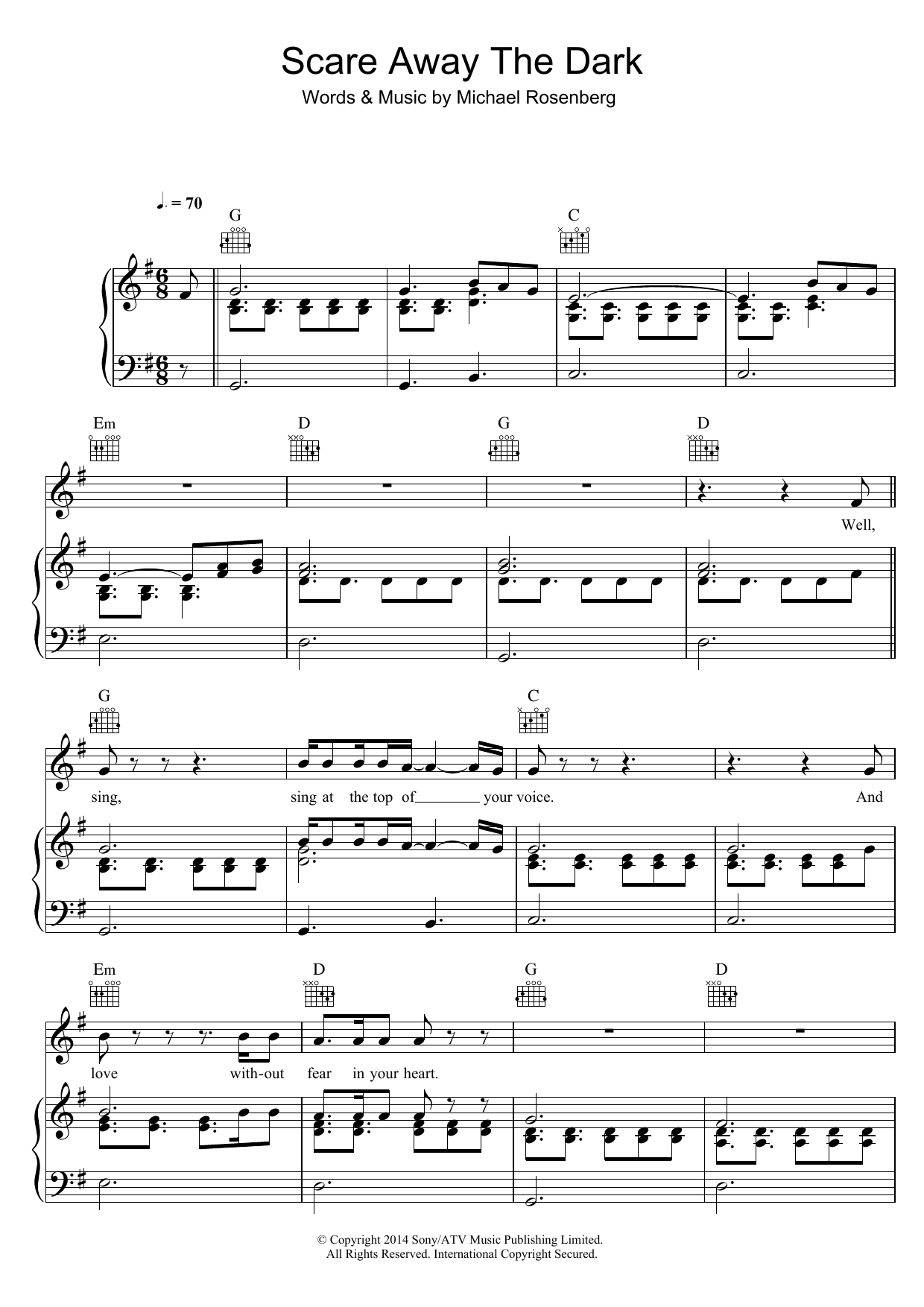 Learn to play Passenger Scare Away The Dark sheet music for Piano, Vocal & Guitar Chords in minutes. Price: 7.8900$ Passenger Scare Away The Dark sheet music notes and chords arranged for Piano, Vocal & Guitar Chords