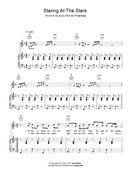 Learn to play Passenger Staring At The Stars sheet music for Piano, Vocal & Guitar Chords in minutes. Price: 7.8900$ Passenger Staring At The Stars sheet music notes and chords arranged for Piano, Vocal & Guitar Chords