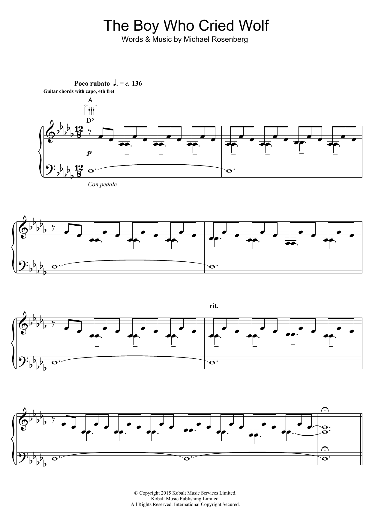 Learn to play Passenger The Boy Who Cried Wolf sheet music for Piano, Vocal & Guitar Chords in minutes. Price: 7.8900$ Passenger The Boy Who Cried Wolf sheet music notes and chords arranged for Piano, Vocal & Guitar Chords