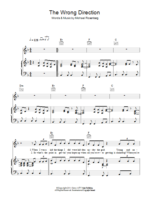 Learn to play Passenger The Wrong Direction sheet music for Piano, Vocal & Guitar Chords in minutes. Price: 7.8900$ Passenger The Wrong Direction sheet music notes and chords arranged for Piano, Vocal & Guitar Chords