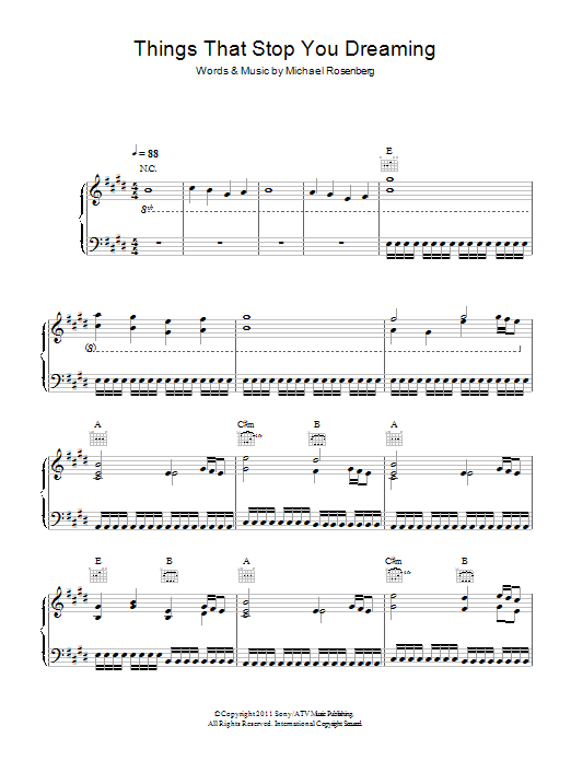 Learn to play Passenger Things That Stop You Dreaming sheet music for Piano, Vocal & Guitar Chords in minutes. Price: 7.8900$ Passenger Things That Stop You Dreaming sheet music notes and chords arranged for Piano, Vocal & Guitar Chords
