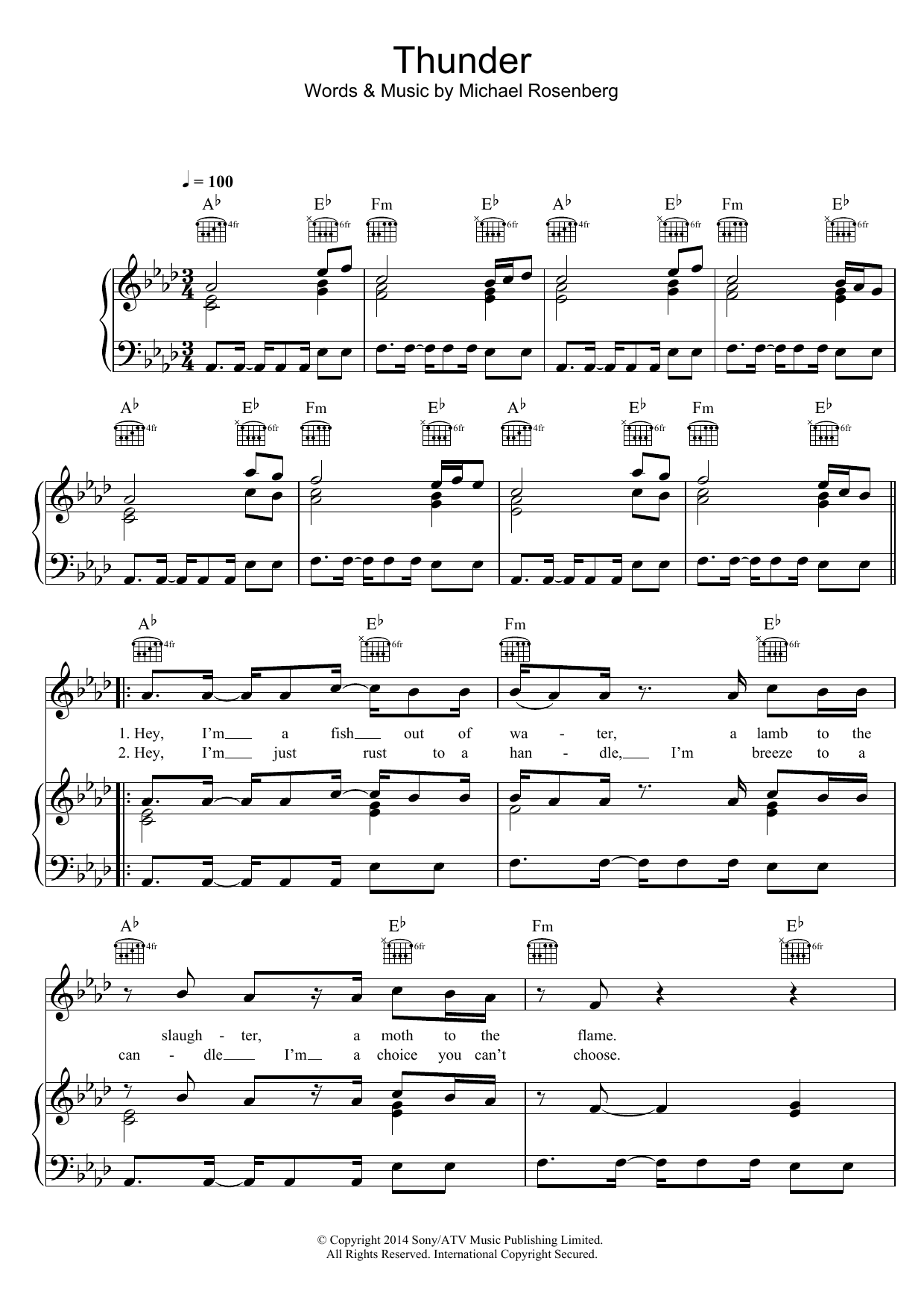 Learn to play Passenger Thunder sheet music for Piano, Vocal & Guitar Chords in minutes. Price: 7.8900$ Passenger Thunder sheet music notes and chords arranged for Piano, Vocal & Guitar Chords