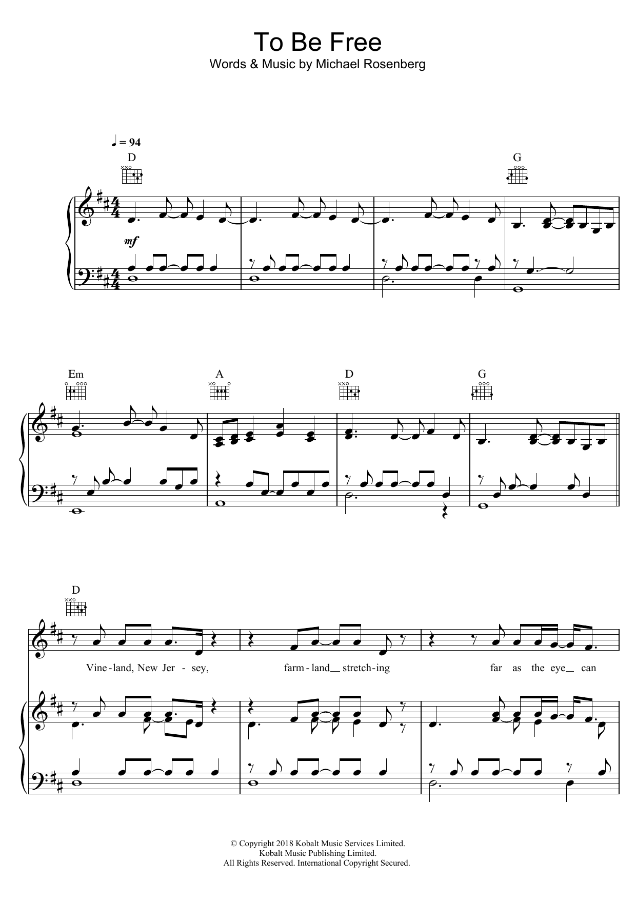 Learn to play Passenger To Be Free sheet music for Piano, Vocal & Guitar Chords (Right-Hand Melody) in minutes. Price: 7.8900$ Passenger To Be Free sheet music notes and chords arranged for Piano, Vocal & Guitar Chords (Right-Hand Melody)