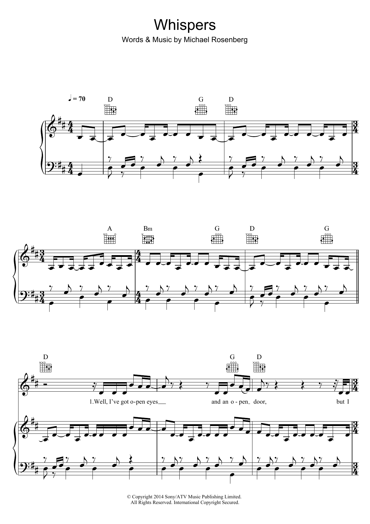 Learn to play Passenger Whispers sheet music for Piano, Vocal & Guitar Chords in minutes. Price: 7.8900$ Passenger Whispers sheet music notes and chords arranged for Piano, Vocal & Guitar Chords