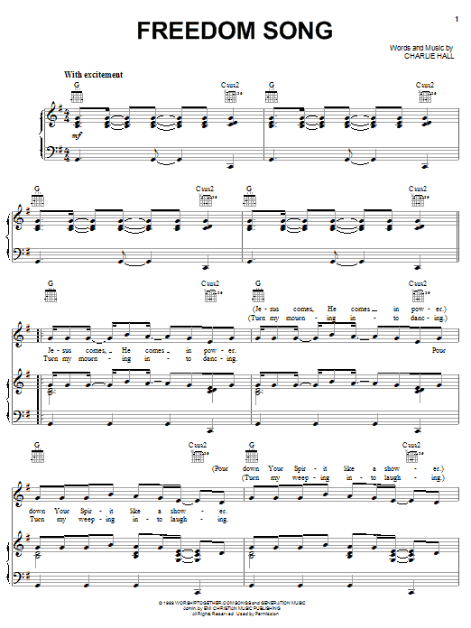 Passion Band Freedom Song sheet music notes and chords arranged for Piano, Vocal & Guitar Chords (Right-Hand Melody)