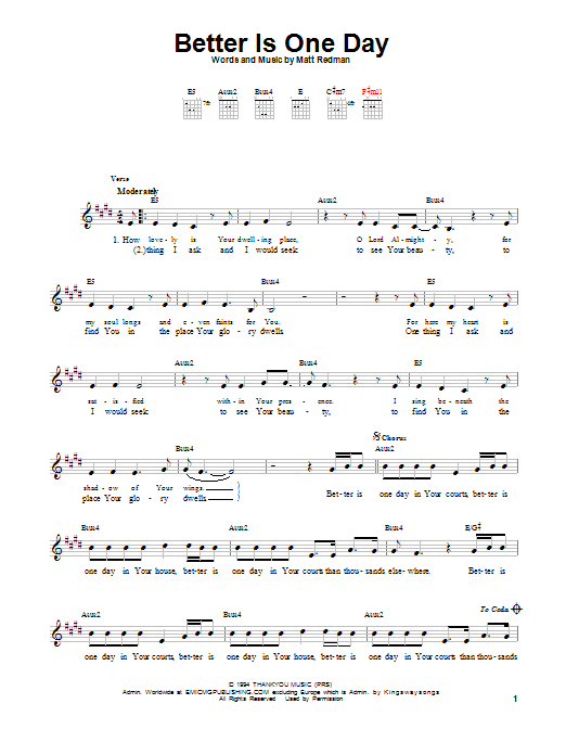 Passion Better Is One Day sheet music notes and chords. Download Printable PDF.