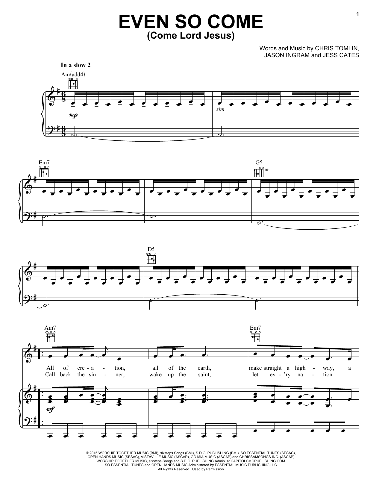 Passion Even So Come (Come Lord Jesus) (feat. Kristian Stanfill) sheet music notes and chords. Download Printable PDF.