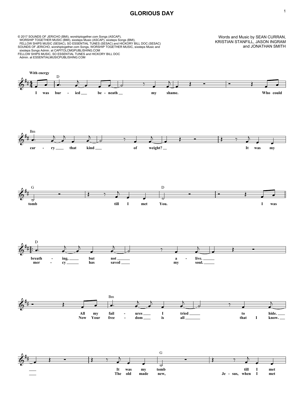 Passion Glorious Day (feat. Kristian Stanfill) sheet music notes and chords. Download Printable PDF.