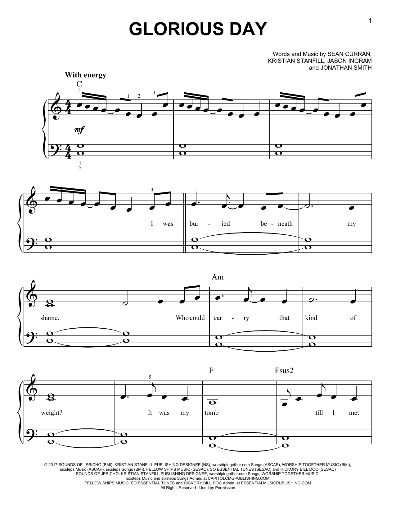 Passion Glorious Day sheet music notes and chords. Download Printable PDF.