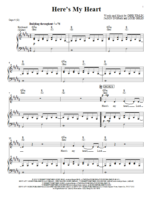 Learn to play Passion Here's My Heart sheet music for Lead Sheet / Fake Book in minutes. Price: 5.9900$ Passion Here's My Heart sheet music notes and chords arranged for Lead Sheet / Fake Book