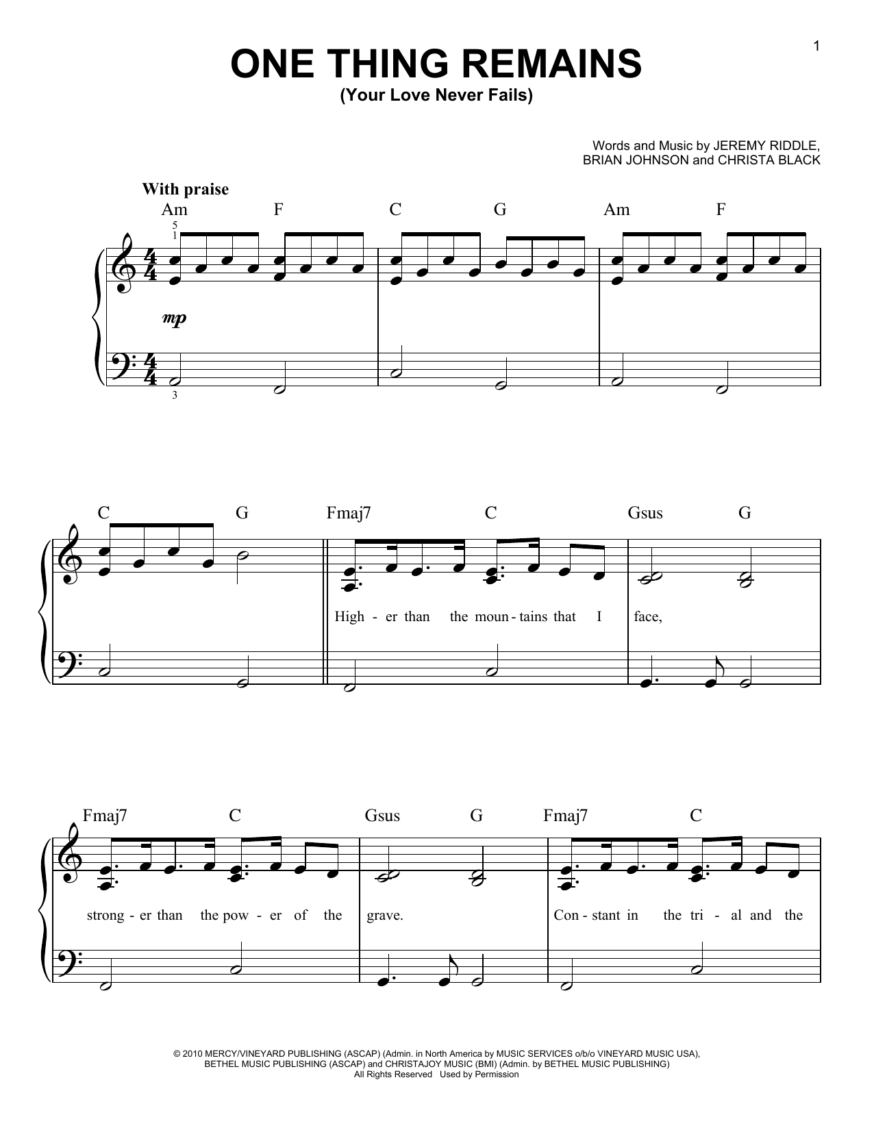 Passion One Thing Remains (Your Love Never Fails) sheet music notes and chords. Download Printable PDF.