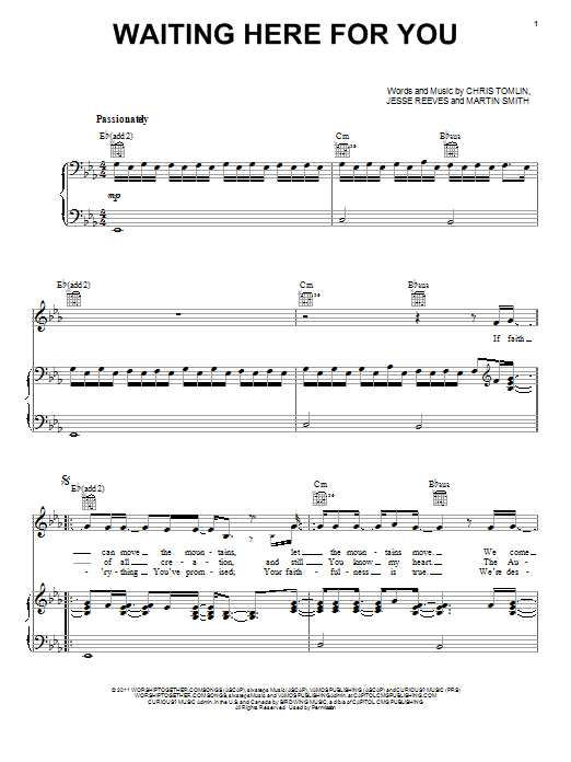 Passion Waiting Here For You sheet music notes and chords. Download Printable PDF.