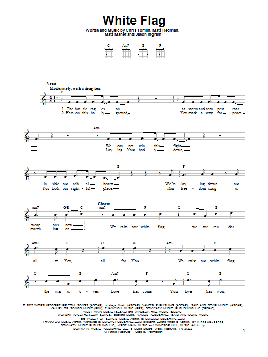 Passion White Flag sheet music notes and chords. Download Printable PDF.