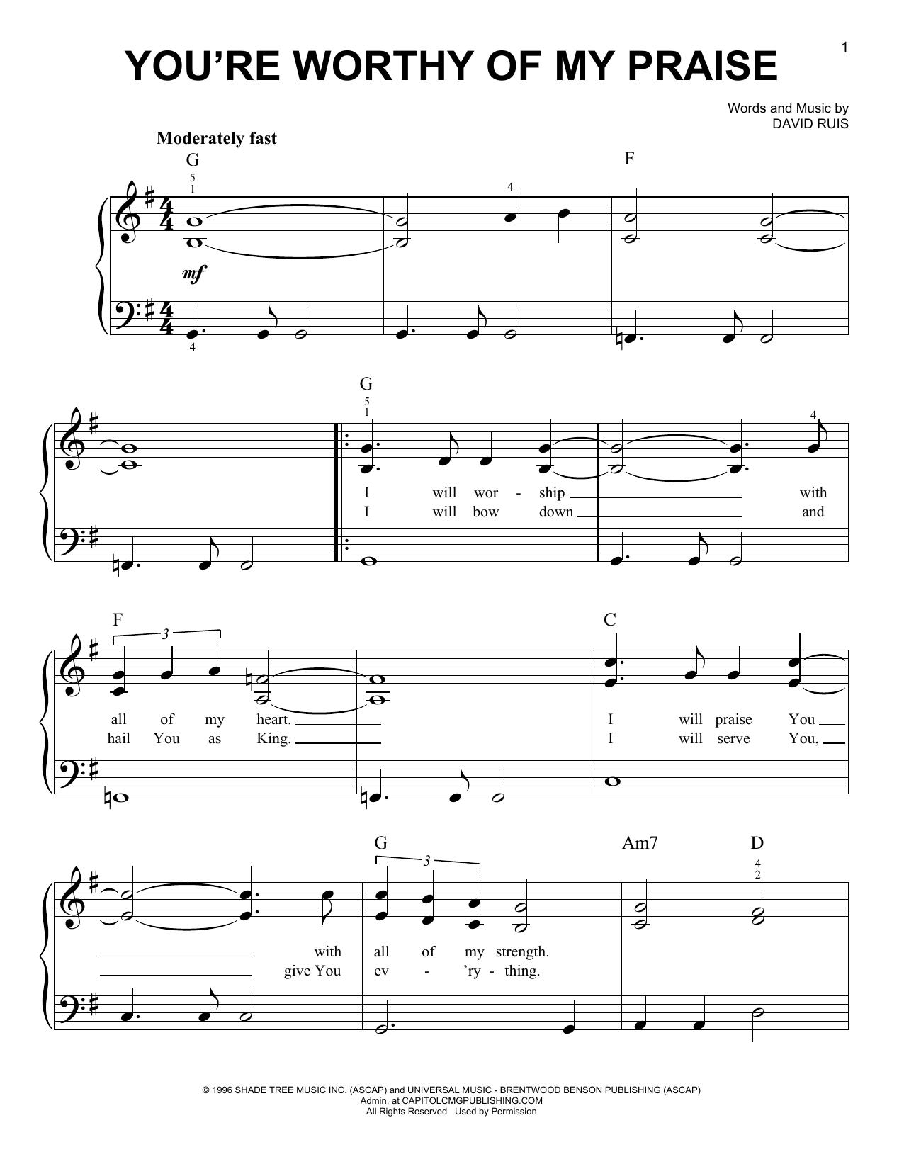 Passion You're Worthy Of My Praise sheet music notes and chords. Download Printable PDF.