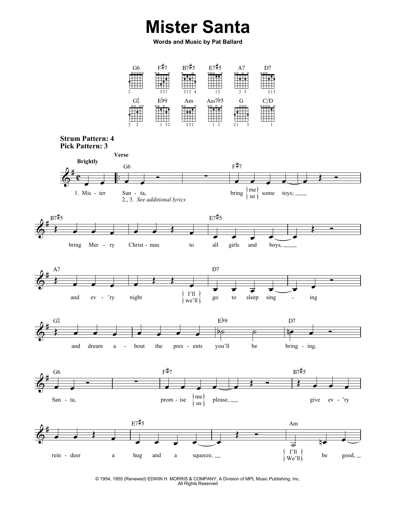 Pat Ballard Mister Santa sheet music notes and chords. Download Printable PDF.